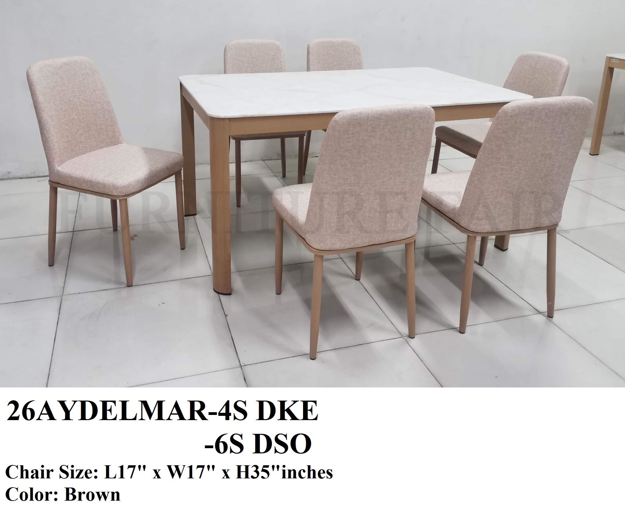 Dining Set 26AYDELMAR-4S DKE 6S-DSO