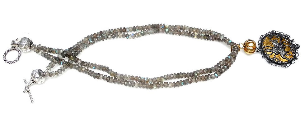 Thumbnail: Pilgrims Badge Graces Double Strand Labradorite Necklace