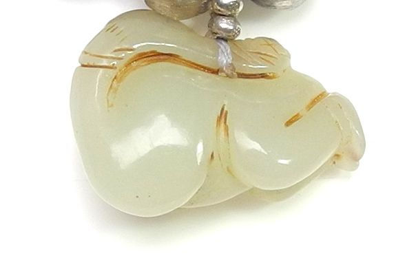 Thumbnail: Unique Jade Baby Boy Pendant on Necklace of Silver & Brown Agate