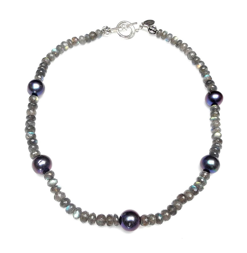 Cool Grey Pearls & Labradorite Necklace