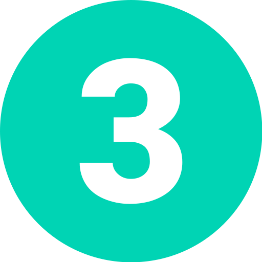 Large teal circle with a bold black number three on it
