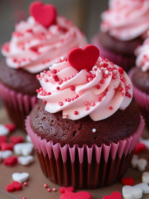 Chocolate cupcakes with pink frosting and heart sprinkles, My Site 3