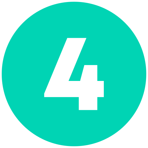 Turquoise circle with the number 4 in bold black font.