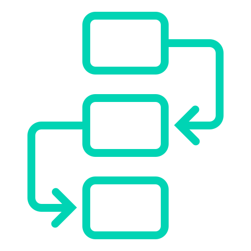 Workflow diagram with three connected rectangular boxes and arrows