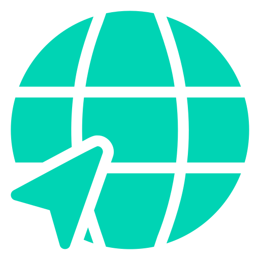 Turquoise globe icon with a cursor pointing to the world; Danalyze Studio.