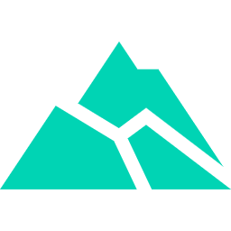 Turquoise mountain logo isolated on black background, representing a scenic landscape.