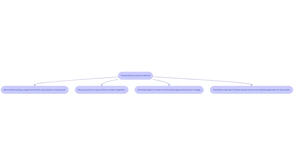 This flowchart helps you choose the best method for removing monkey grass. Start at the top and follow the arrows to see your options. Each box explains a different method, so you can decide which one fits your needs best.