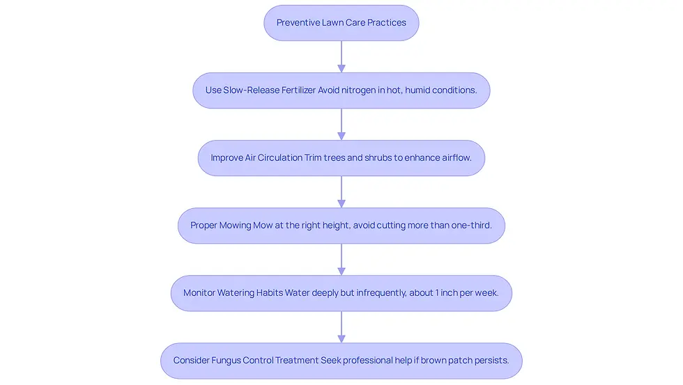 This flowchart guides you through essential steps to keep your lawn healthy. Each box represents a practice you can adopt, and the arrows show the order in which to follow them for the best results.