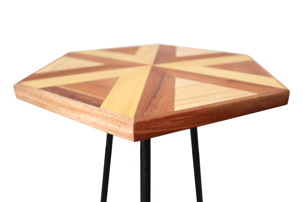Thumbnail: Hexagonal Scrap wood night stand by Studio ORYX