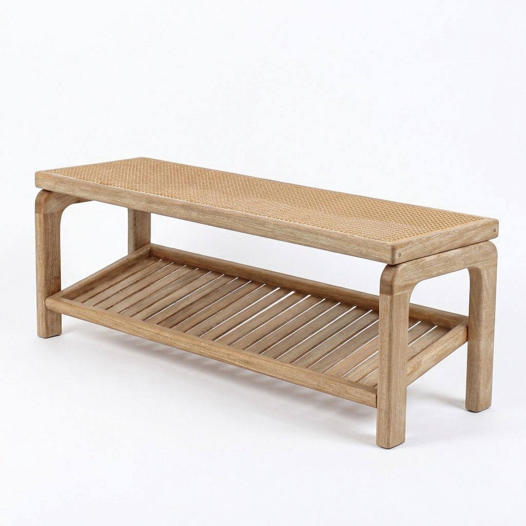 Rosa Morada and Mimbre bench by Studio ORYX