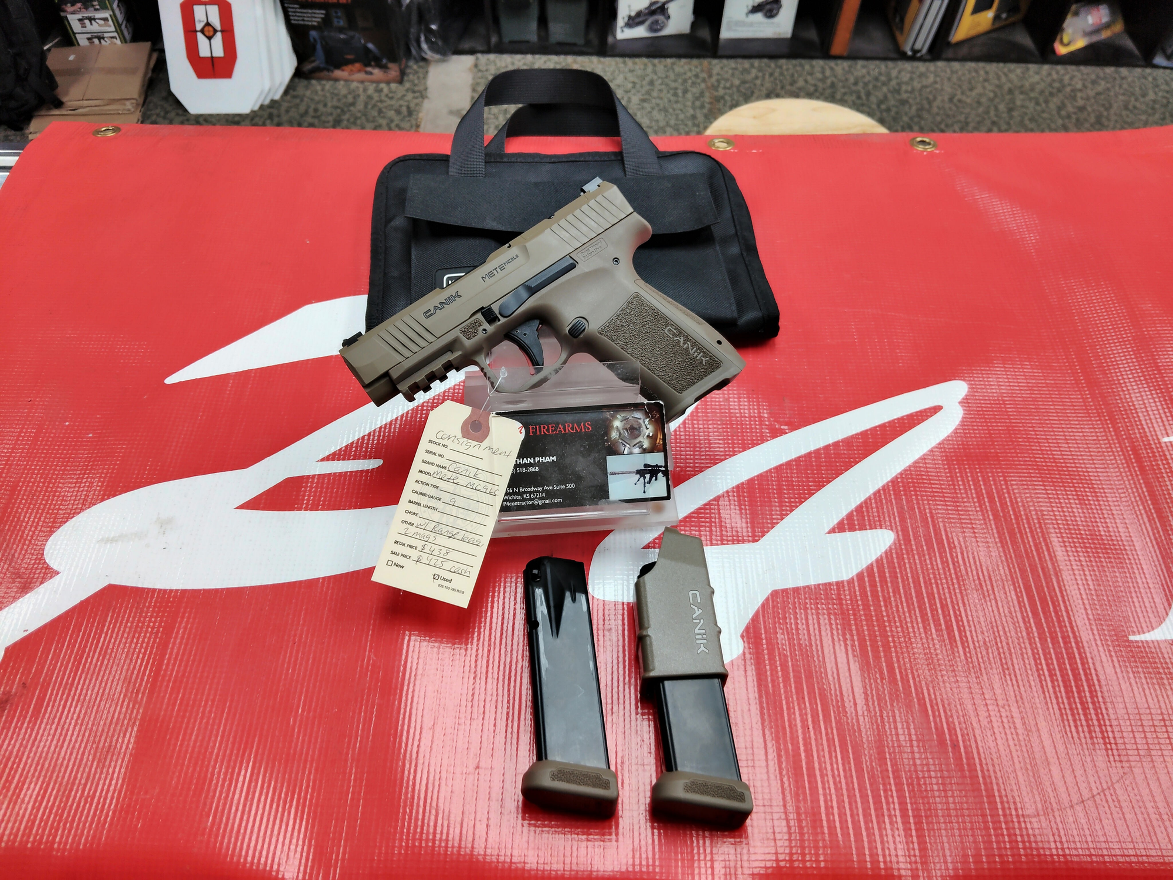 CONSIGNMENT: USED CANIK METE MC9LS 9MM WITH RANGE BAG AND 2 MAGS