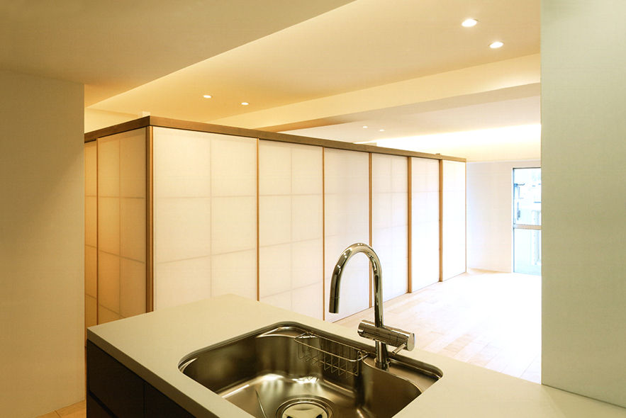 天満橋の家 改装 リノベーション リフォーム 住宅 マンション 10階 RC コンクリート造 大阪府 大阪市 シンプル 和モダン キッチン 和室 障子