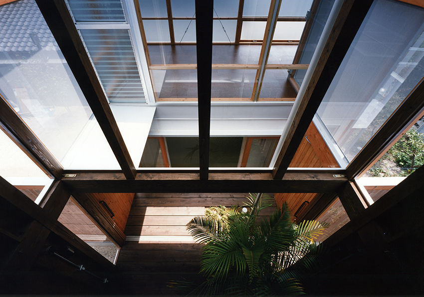 大野の家 新築 住宅 2階建 木造 広島県 佐伯郡 シン プル モダン デッキ 庭 吹抜け