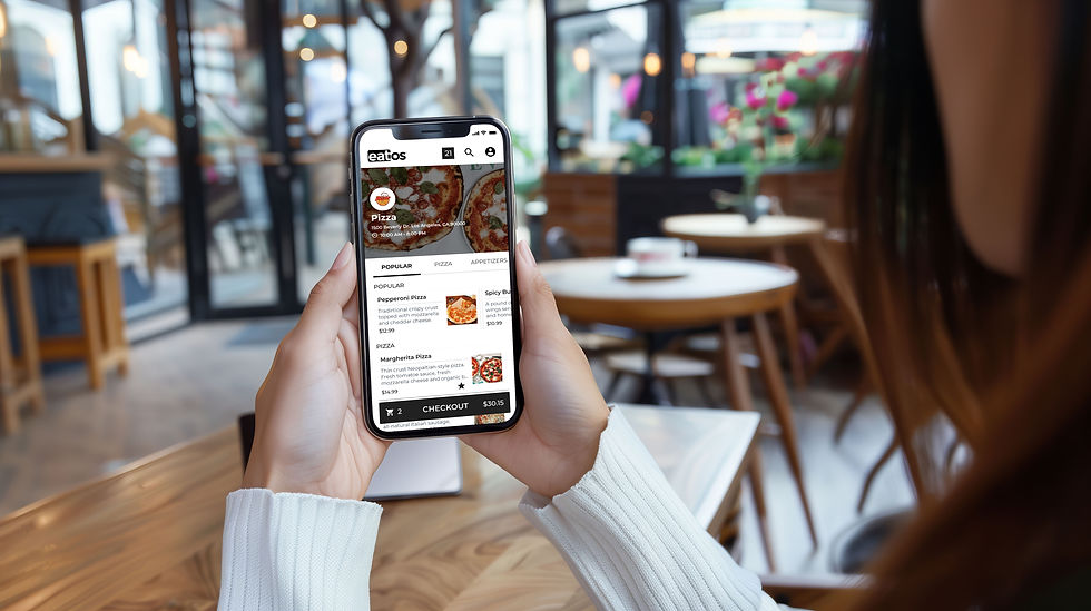 customer using mobile ordering system to place their order