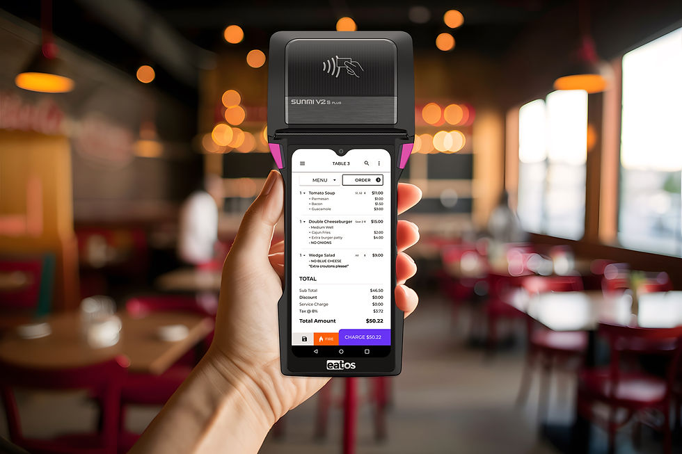 eatOS handheld device used in restaurants