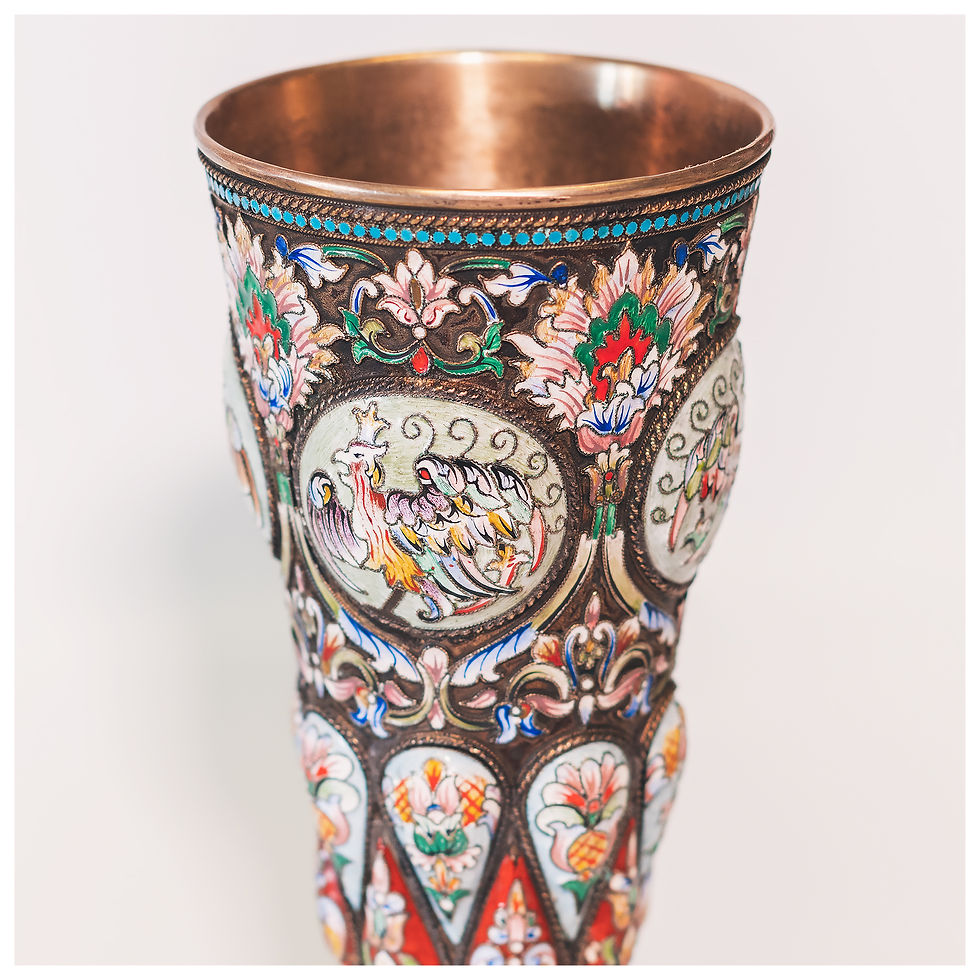 Thumbnail: Glass in gilded silver and cloisonne enamels