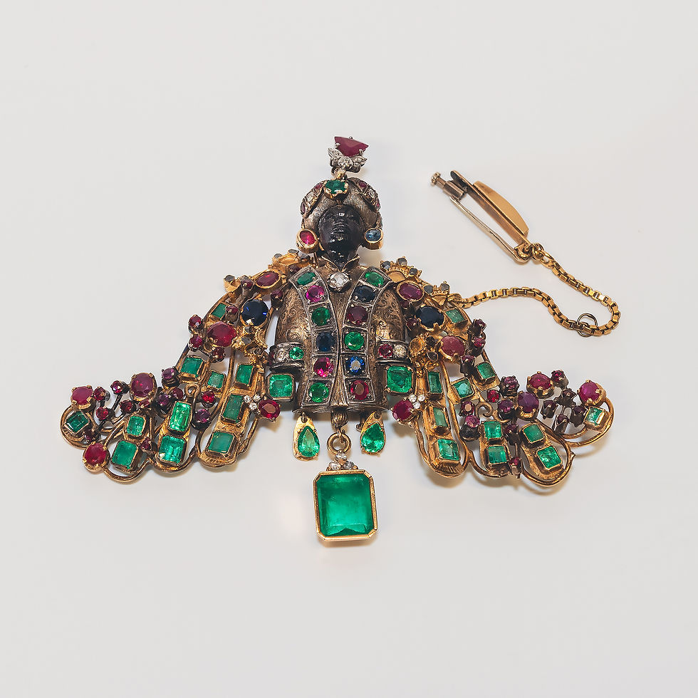 Venetian black moretto in 18 kt gold and precious stones