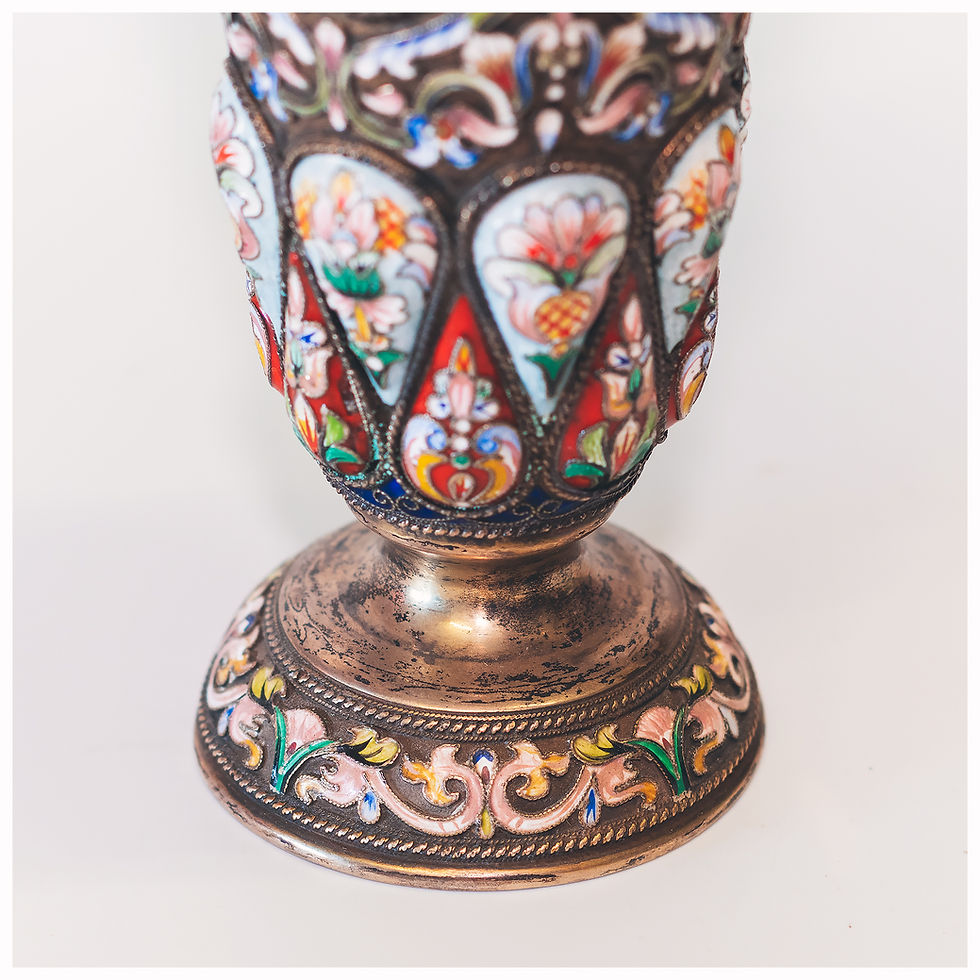 Thumbnail: Glass in gilded silver and cloisonne enamels