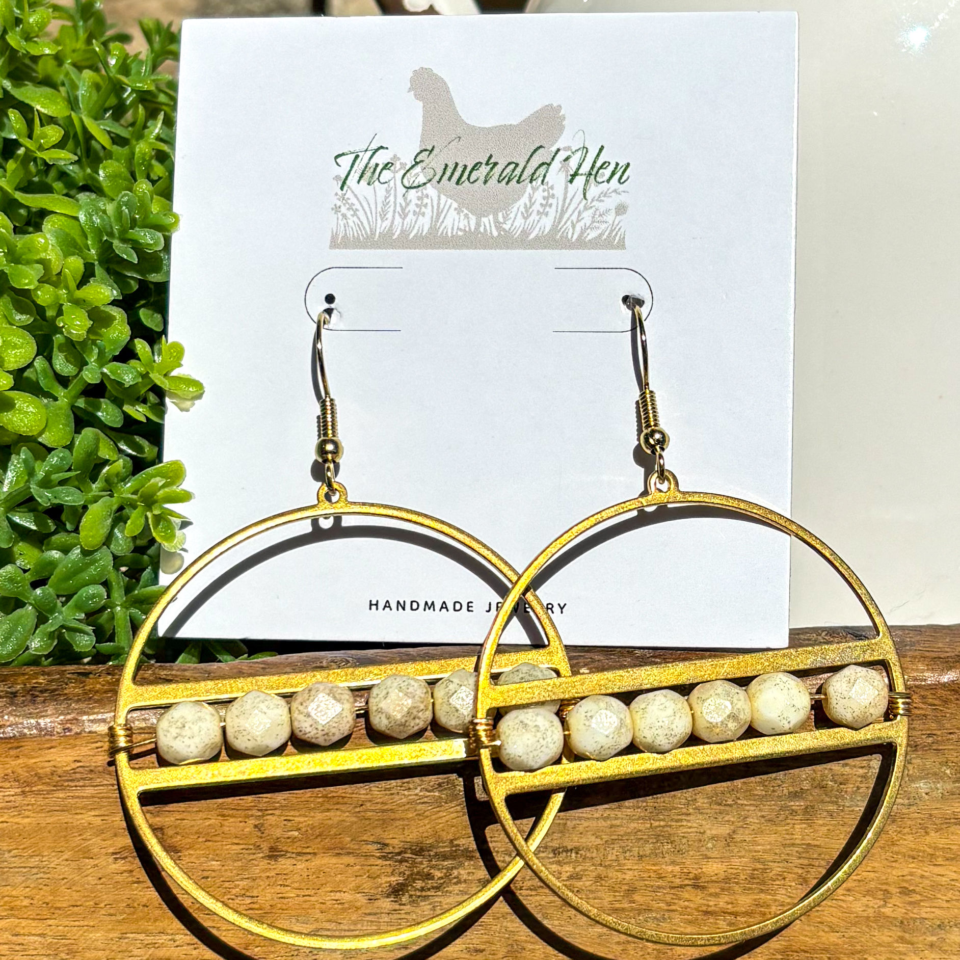 Brass & Fire Polished Beaded Earrings