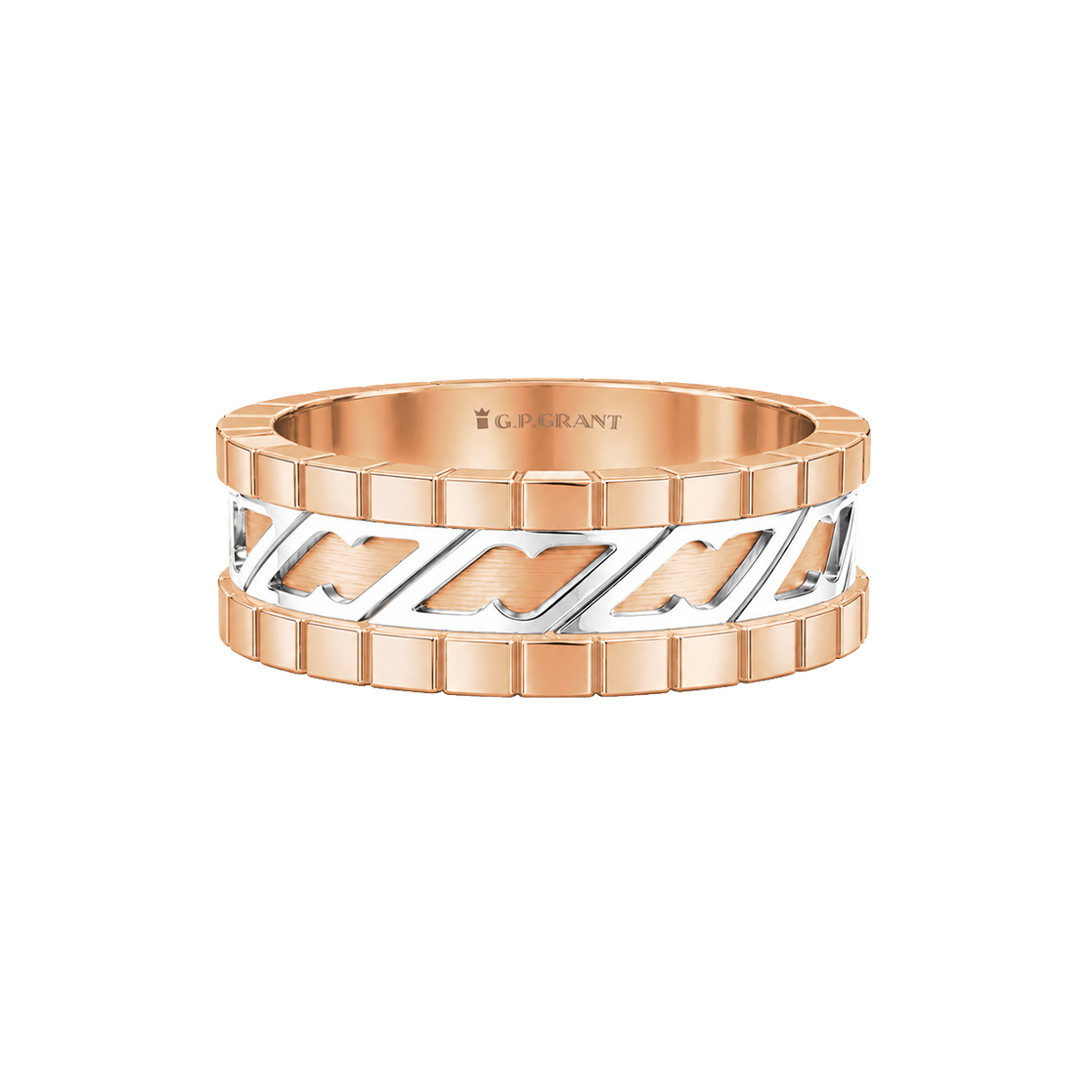 yellow gold engagement rings. Wedding rings style duo band with white gold grid line. خاتم زواج. Alliance Bague