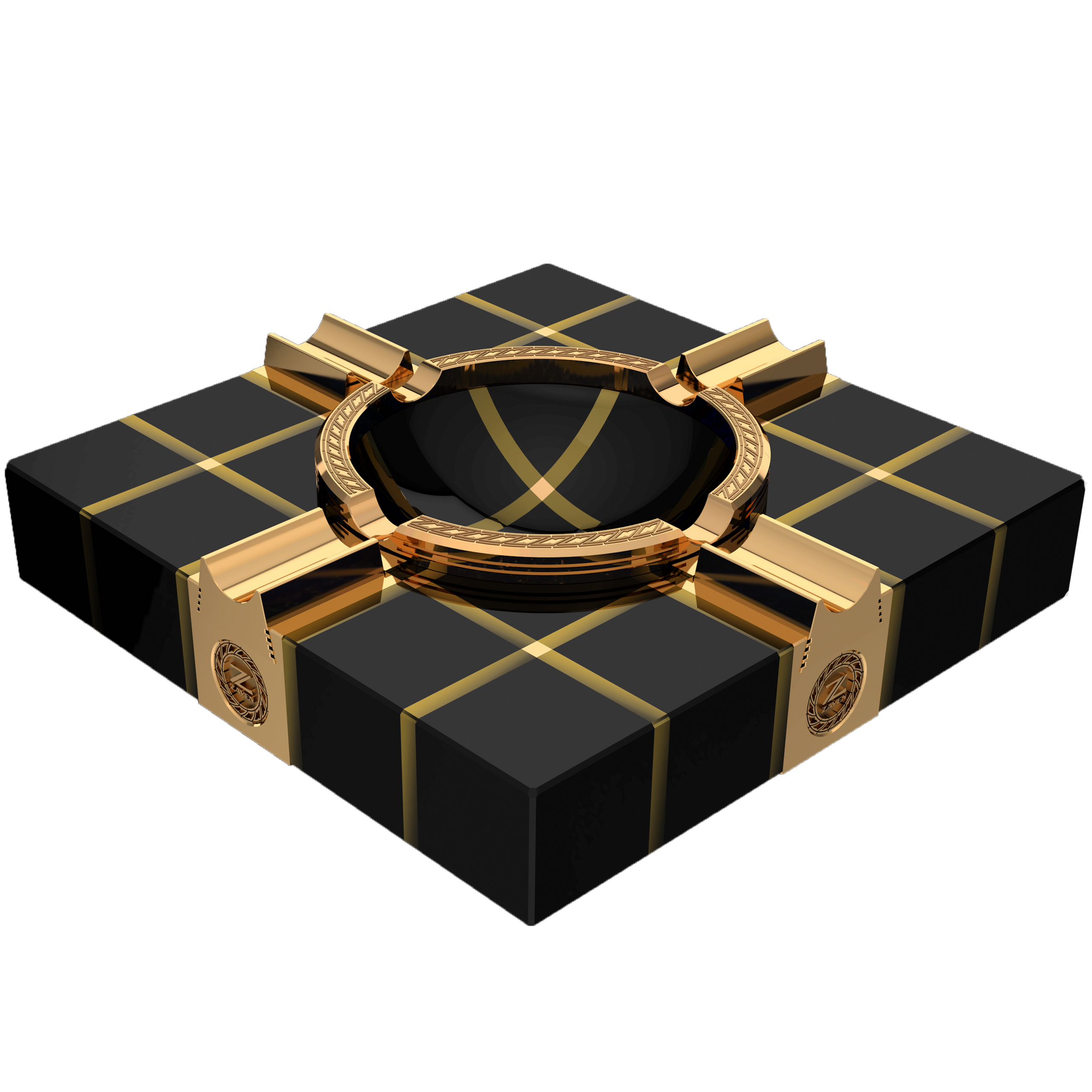 Authentic Unique Functional Obsidian Cigar Ashtray Quartet 107