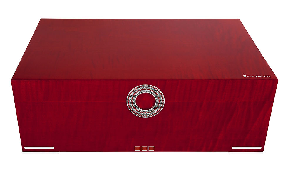 Miniaturbild: Best JEWELLERY HUMIDOR: Exceptional humidor featuring red jasper and gold accents. Perfect for luxurious cigar storage.