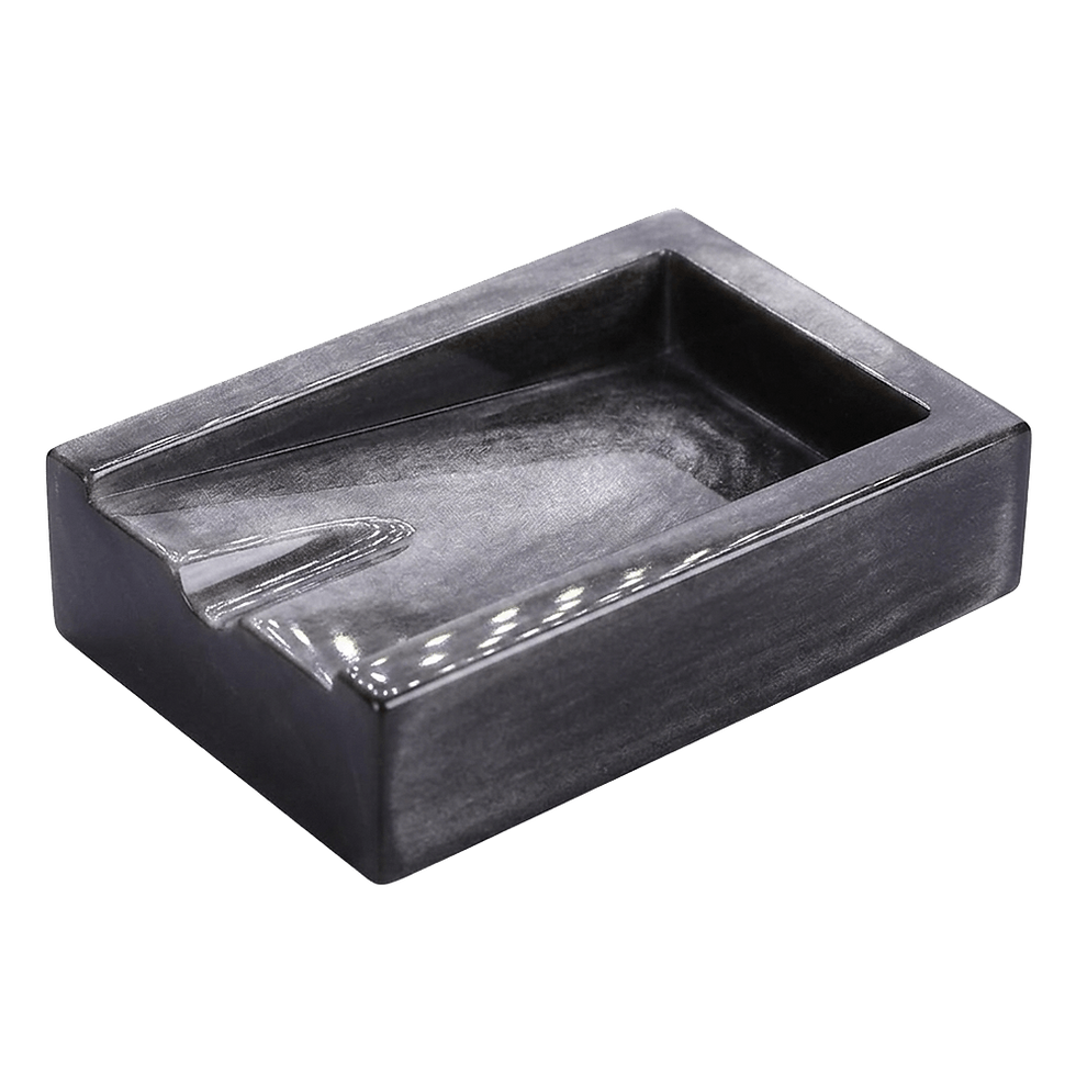 Silver Sheen Obsidian ashtray Type 2 by G.P.Grant, showcasing natural silver volcanic stone glass, Posacenere in ossidiana