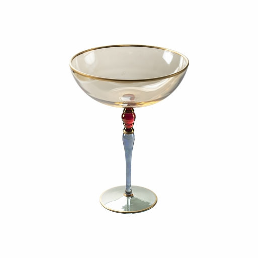 Miniature : Juego de 3 tazas de cristal: Tonos ámbar, azul y rojo con detalles dorados. Artesanía para un look sofisticado.
