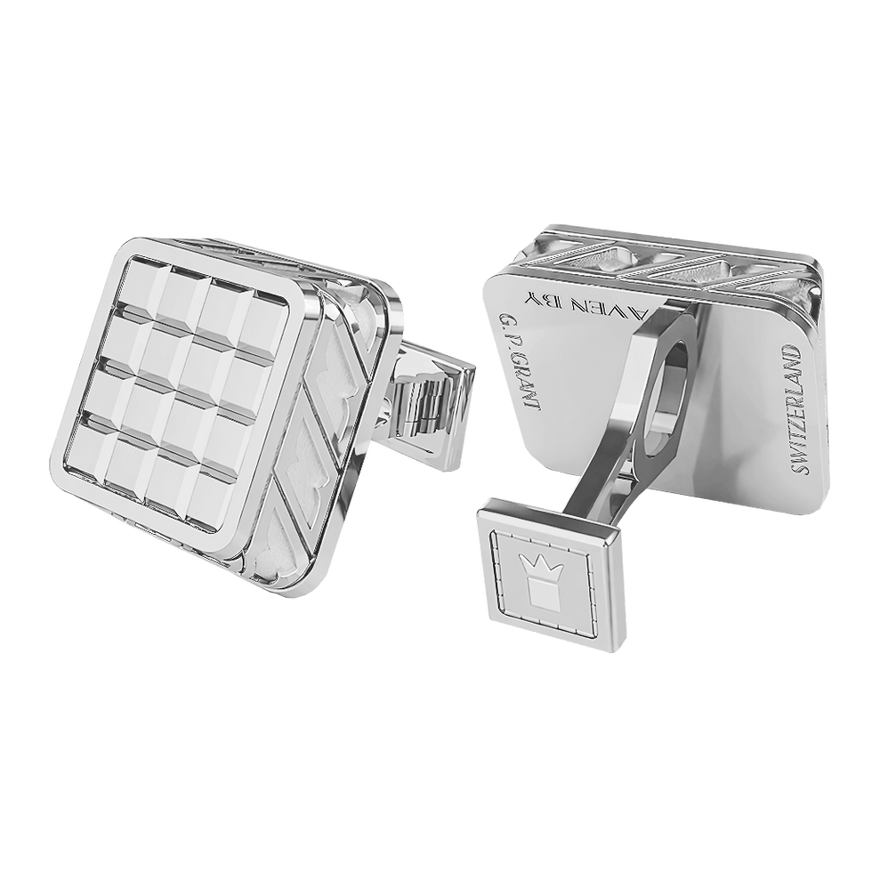 Eduard Cufflinks featuring White Gold and Sterling Silver, sophisticated monochrome executive jewelry. Manschettenknöpfe