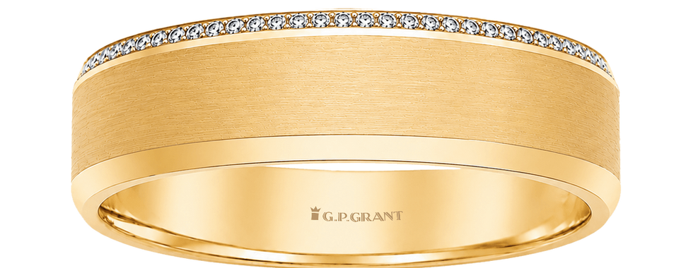 Yellow gold wedding band with diamonds, luxury wedding bands for women and men
