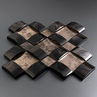 Luxury obsidian panels with shimmering silver sheen and handcrafted aged glass details.