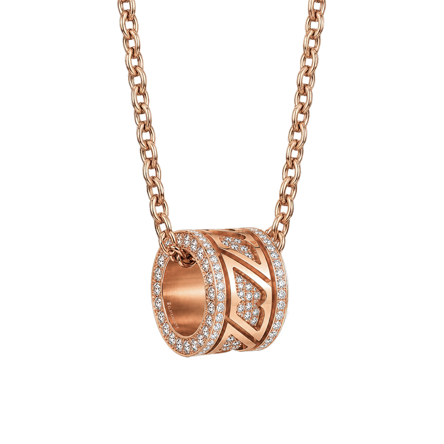High-end jewelry rose gold Zaven Full Diamond cylinder pendant with total diamond setting. Goldanhänger mit Diamanten