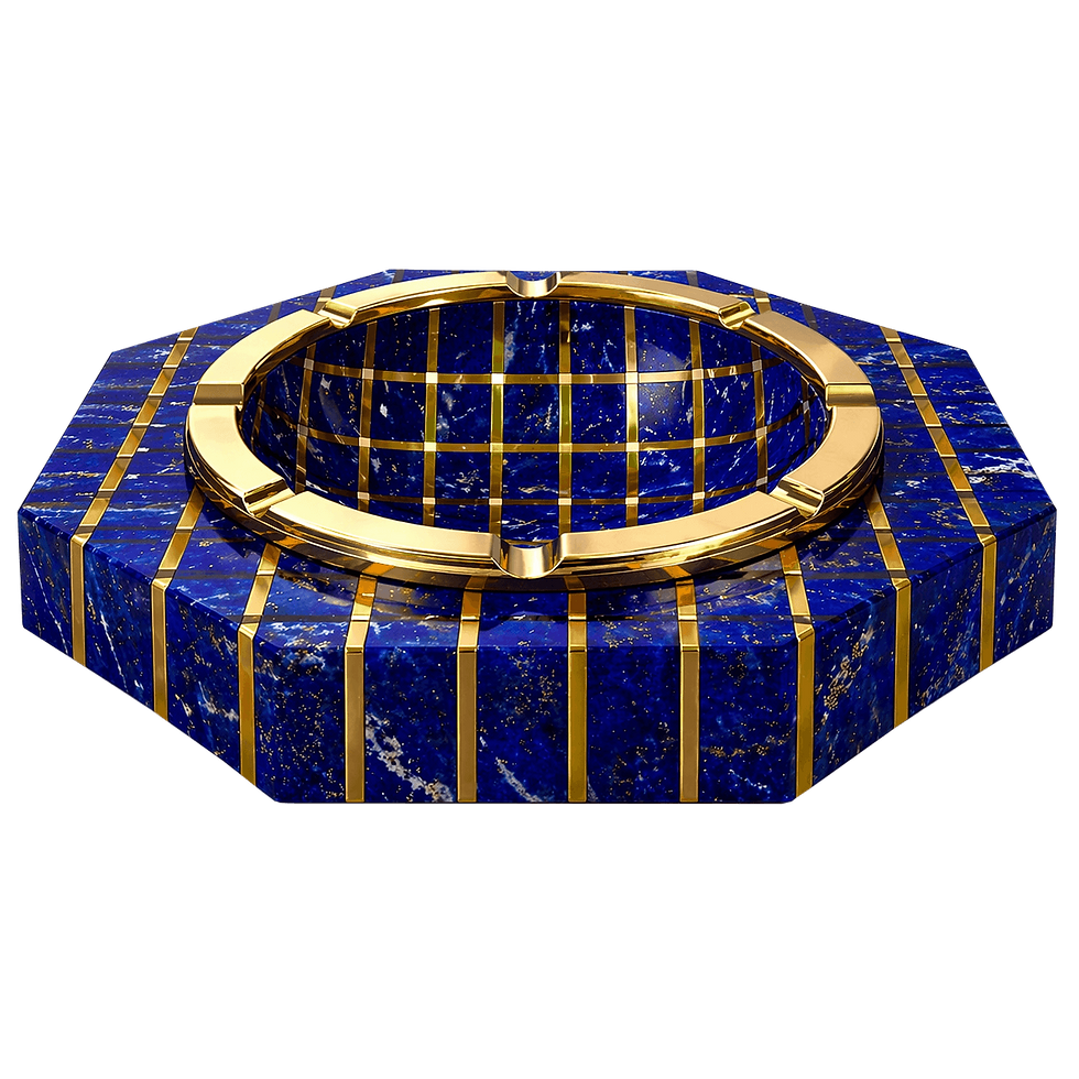 Unique Lapis Lazuli Club Ashtray, handcrafted deep blue stone cigar accessory