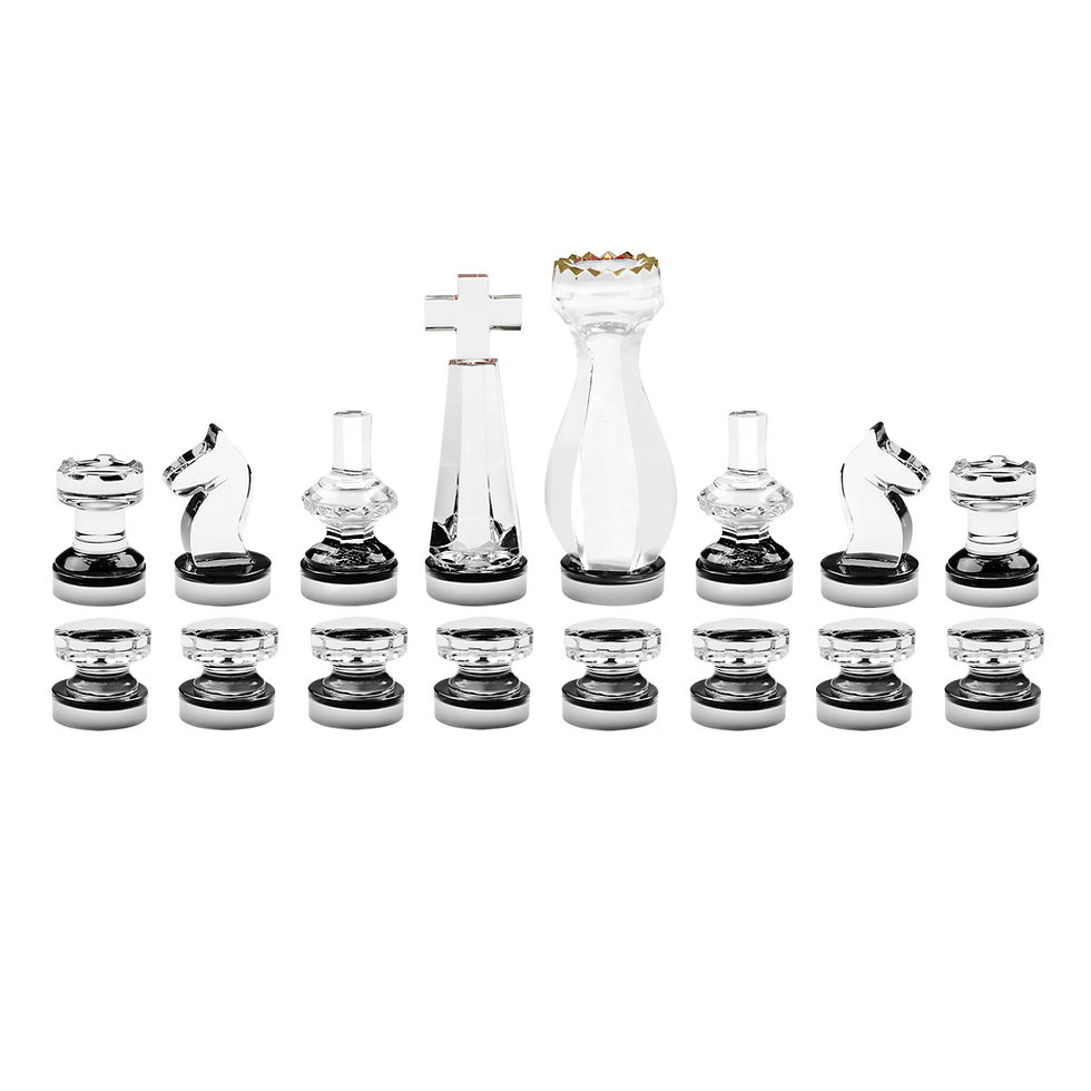 الصورة المصغرة: Appreciate the masterful design of our premium chess set, combining black sycamore with obsidian and mother-of-pearl.