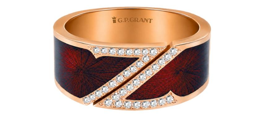 Cognac lacquer gold engagement ring with diamonds, unique wedding rings for special occasions