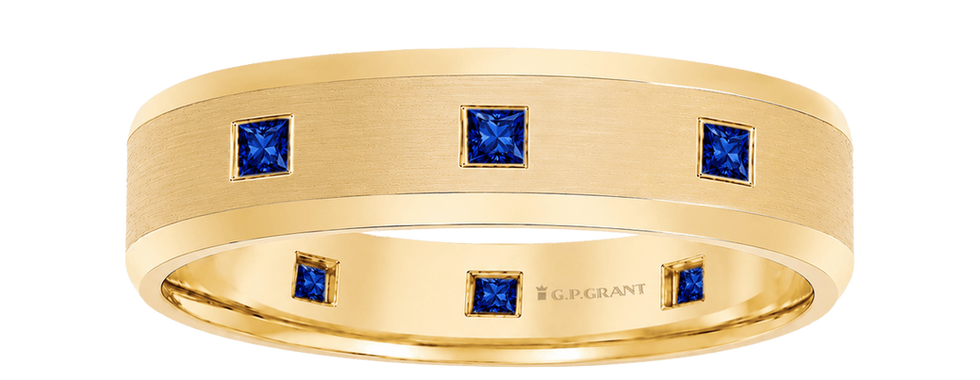 yellow gold wedding ring with sapphires, luxury wedding bands and bridal rings design