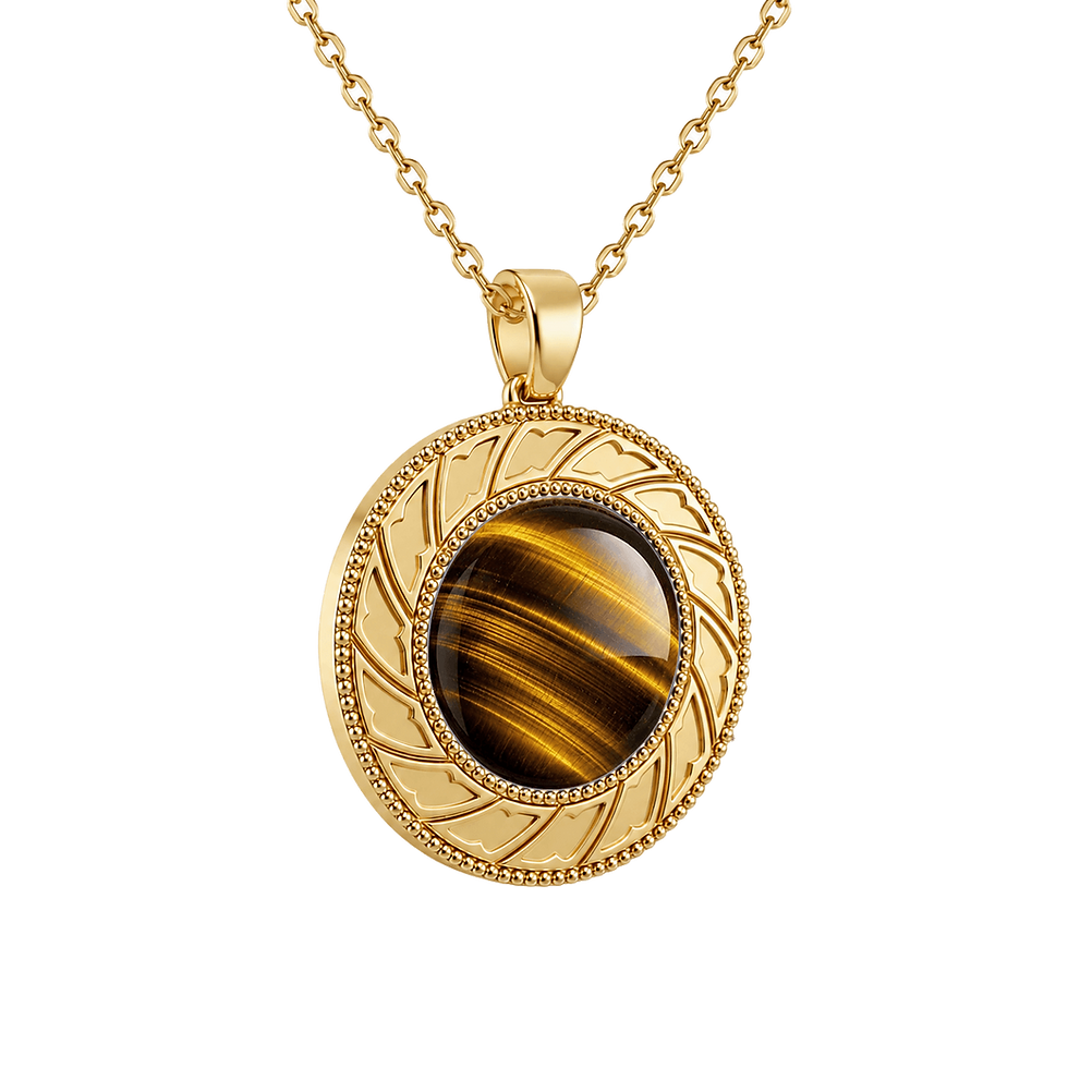 Zaven Tiger's Eye pendant in yellow gold with chatoyant brown gemstone sphere. Dije de oro. Pendente d'oro