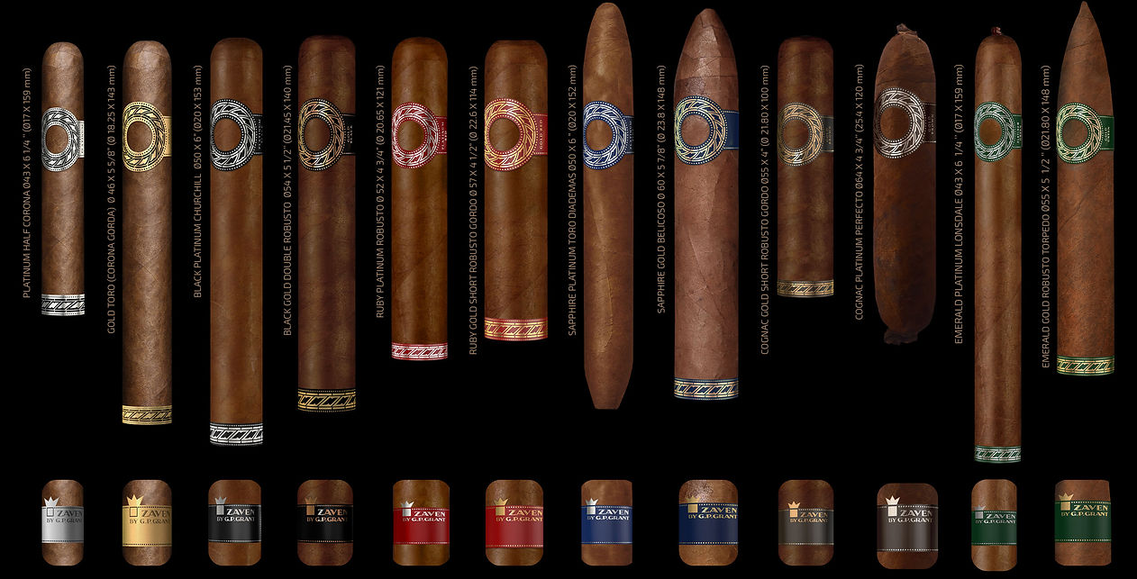 G.P.Grant Zaven cigar collection poster presenting handmade aged long-filler cigar formats