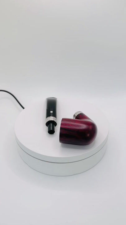 Miniaturbild: Premium handmade smoking pipe with polished red briar finish and double silver ring, Tabakpfeife