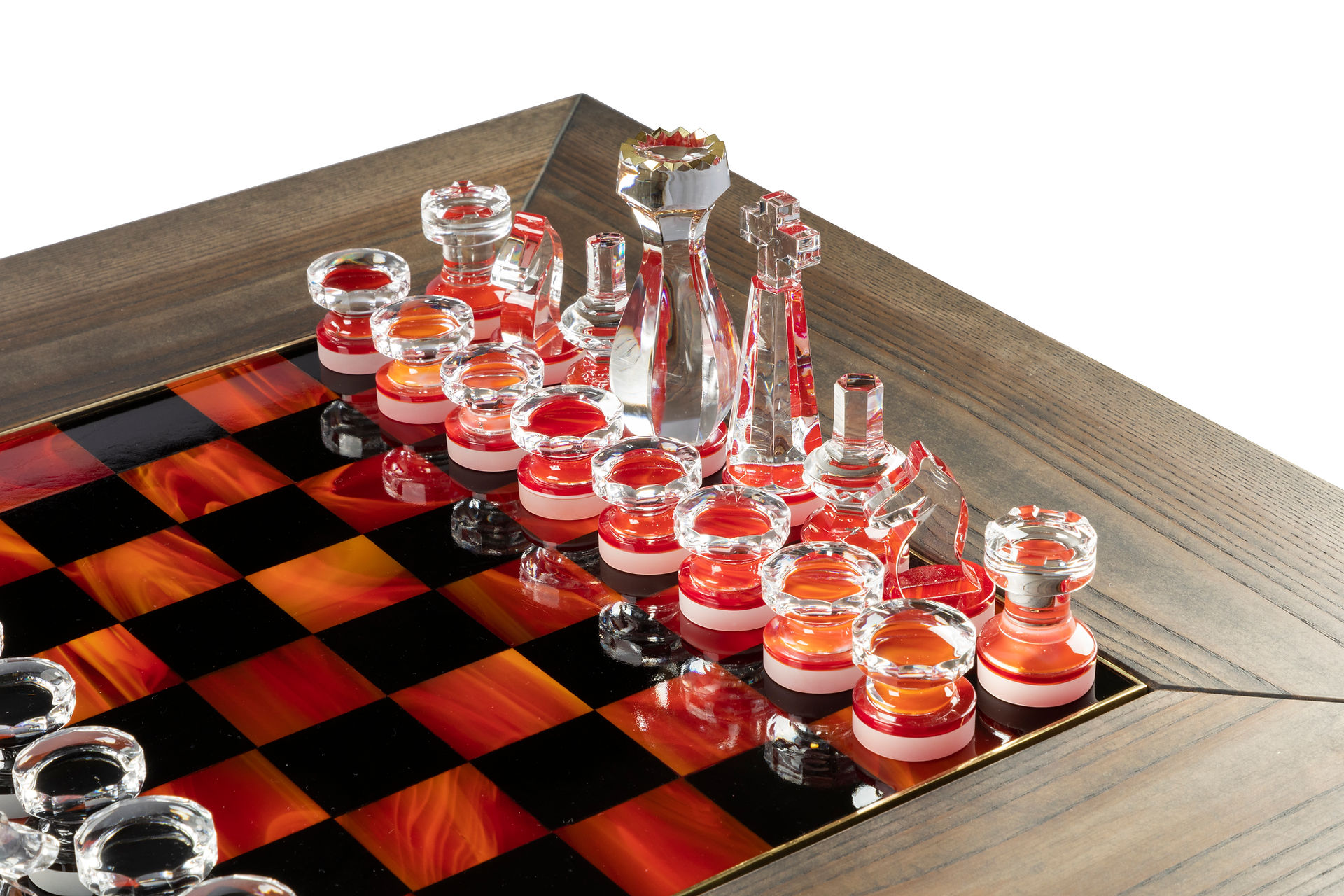 Entdecken Sie unser handgefertigtes Holz-Schachset mit luxuriösen Schachbrettern aus schwarzem Holz und Bronze. Jedes Brett zeichnet sich durch Eleganz, Haltbarkeit und exquisite Verarbeitung aus.