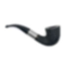 Luxury bent briar tobacco pipe with long silver ring and curved stem, pipe à fumer artisanale de luxe