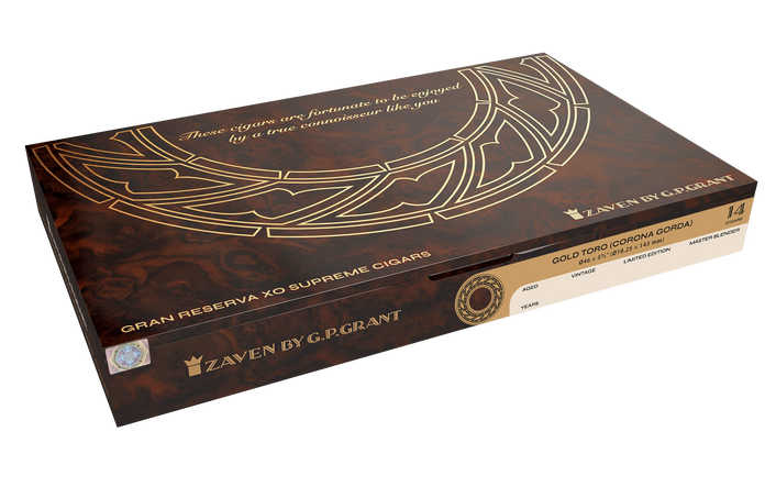 ULTRA PREMIUM TOTALLY HANDMADE LONG FILLER AGED CIGARS
Gran Reserva XO Supreme CIGAR GOLD TORO (CORONA GORDA