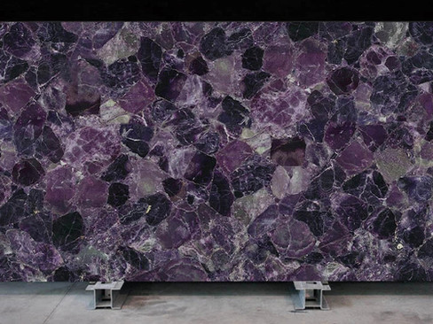 Violet & Purple Fluorite GlassOnyx ultra thin stone panels used as light transmission stone and decorative translucent gemstone surfaces