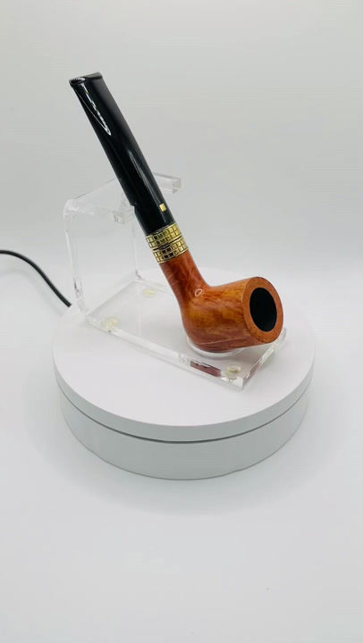 Миниатюра: Collectible artisan smoking pipe with refined briar grain and gold plated double ring, غلايين التدخين