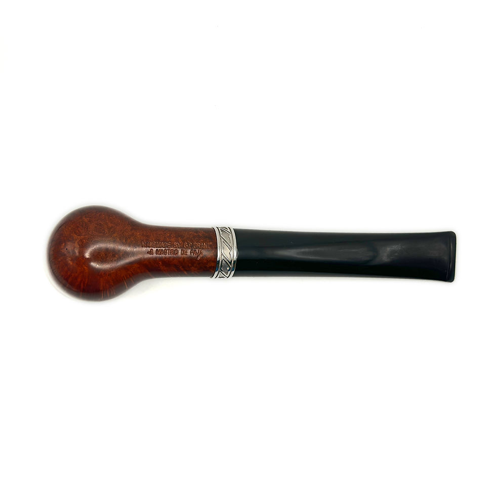 Thumbnail: Classic long ring briar pipe with elegant silver ring, pipe à fumer en bruyère de luxe