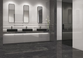 Skinlam Paladio SG is a thin large-format porcelain stoneware, highly valued and rare, perfectly reproducing the natural beauty and elegance of Fumo di Londra marble. This white-gray porcelain features a deep pattern and refined texture, adding sophistication and style to interiors.

The ultra-thin porcelain is ideal for cladding facades, walls, and floors. The Skinlam Paladio SG collection combines the natural aesthetics of stone with outstanding technical characteristics. A perfect solution for modern architectural and design projects.

Marble-effect tiles, gray-white porcelain stoneware, stone facade panels, and porcelain for flooring — all embodied in the Paladio SG collection.
