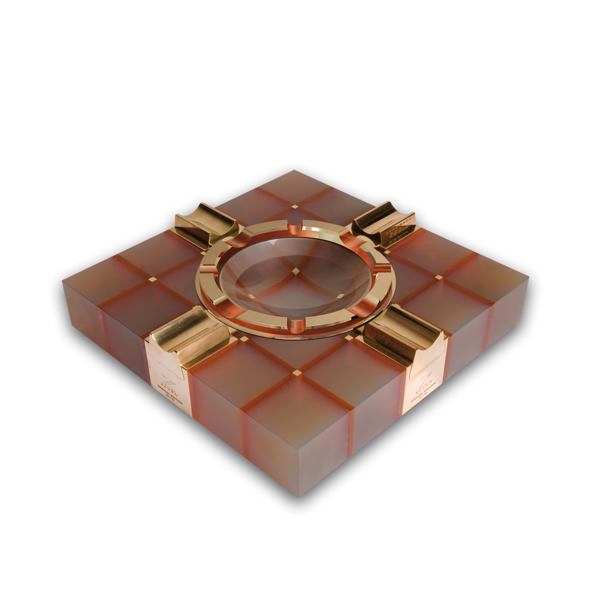 Handmade Cigarette & Cigar Ashtray Quartet 107 Crystal Red