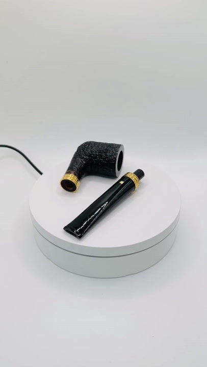 Miniatura: Premium handmade smoking pipe with smooth light briar finish and double gold ring, Tabakpfeife