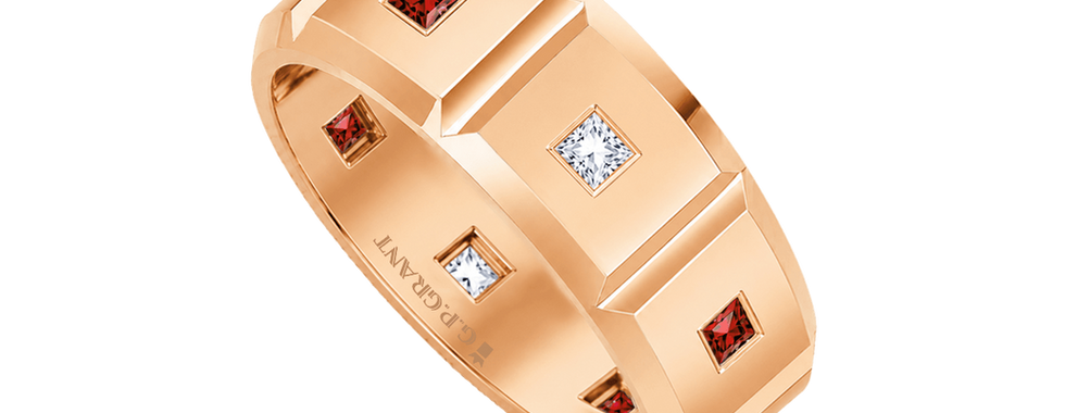 Rose gold anniversary ring with rubies and diamonds, anniversary rings for her