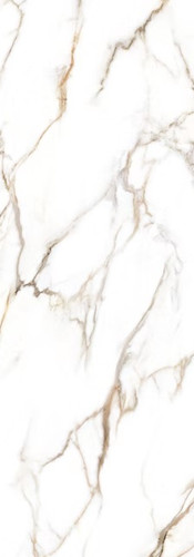 Panel de gran formato con acabado natural Calacatta Gold, que combina la estética del mármol con alta durabilidad.